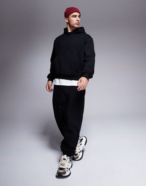 ASOS DESIGN premium heavyweight boxy oversized hoodie 400gsm in black - BLACK, 2 of 4
