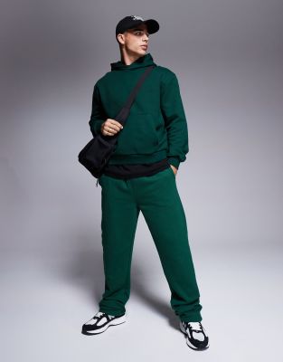 Asos Design Premium Heavyweight Boxy Oversized Hoodie 400gsm In Dark Green