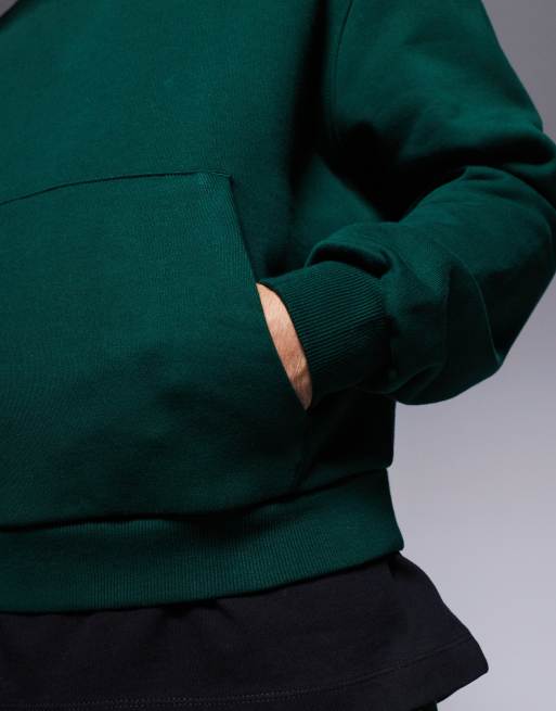 ASOS DESIGN premium heavyweight boxy oversized hoodie 400gsm in dark green