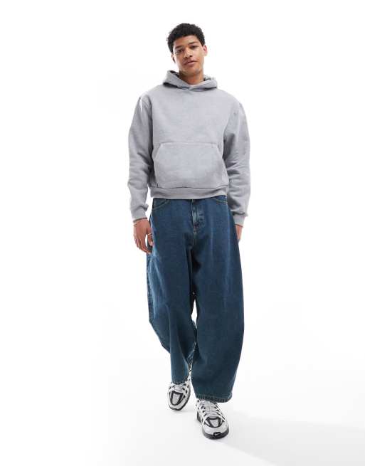 ASOS DESIGN premium heavyweight boxy oversized hoodie 400gsm in gray heather