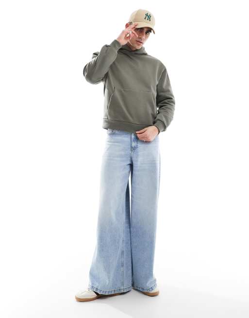 ASOS DESIGN premium heavyweight boxy oversized hoodie 400gsm in mid green