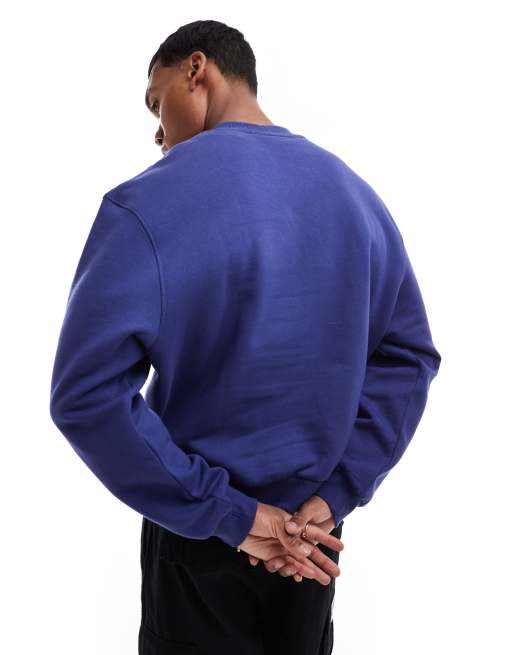 ASOS DESIGN premium heavyweight boxy oversized sweatshirt 400gsm in blue, 4 of 4