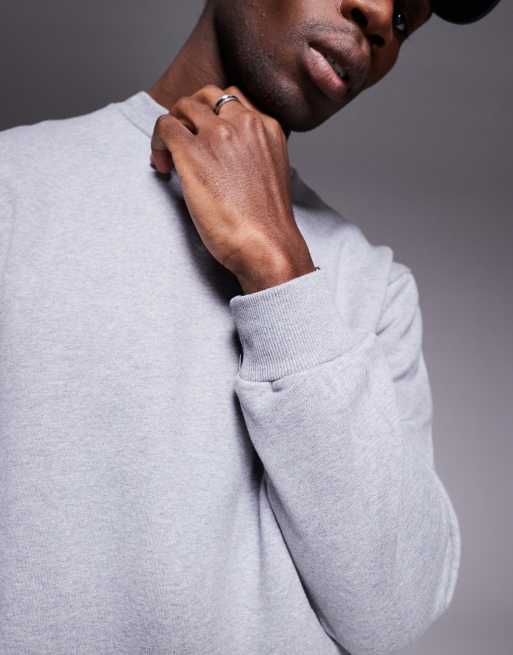 ASOS DESIGN premium heavyweight boxy oversized sweatshirt 400gsm in grey marl, 3 of 4