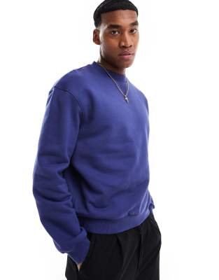 Asos Design Premium Heavyweight Boxy Oversized Sweatshirt In Blue