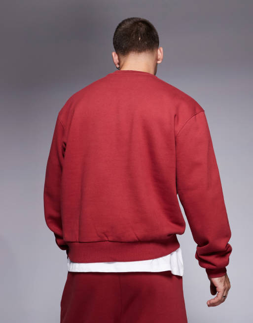 ASOS DESIGN premium heavyweight boxy oversized sweatshirt in red