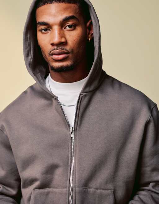 ASOS DESIGN premium heavyweight boxy oversized zip through