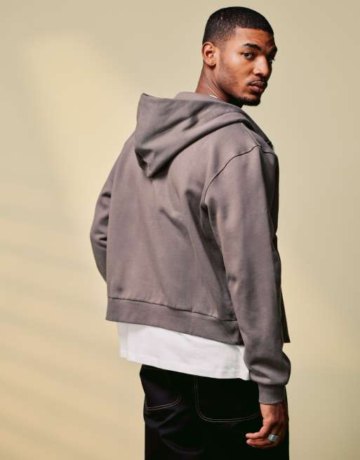 ASOS DESIGN premium heavyweight boxy oversized zip through