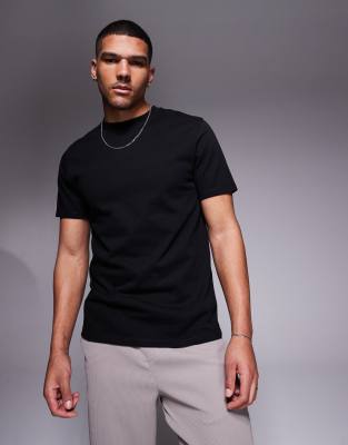 Asos Design Premium Heavyweight Crew Neck T-shirt 300gsm In Black