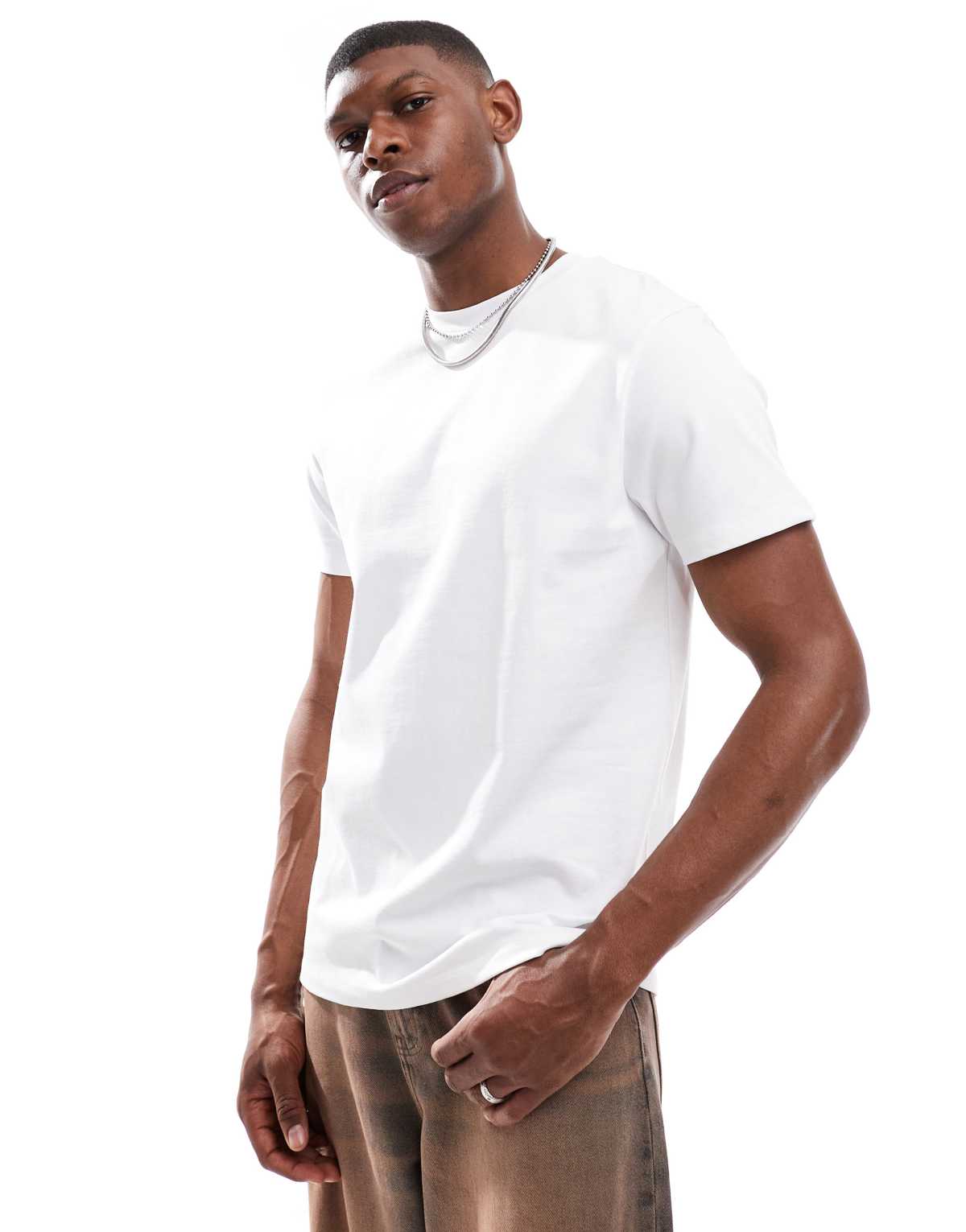 ASOS DESIGN Premium heavyweight crew neck t-shirt 300gsm in white