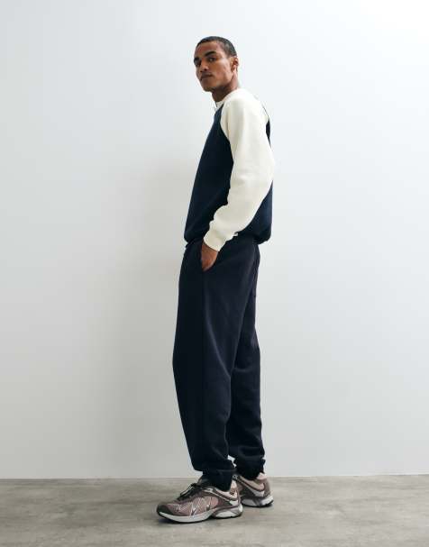 ASOS DESIGN premium heavyweight cuffed jogger in navy - NAVY - view 1