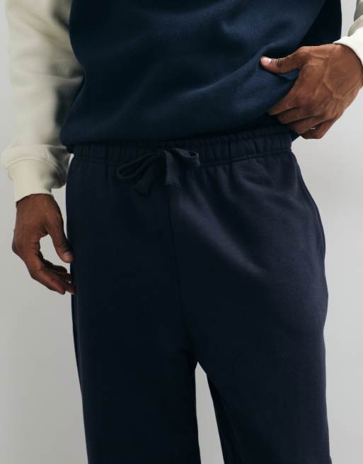 ASOS DESIGN premium heavyweight cuffed jogger in navy - NAVY, 4 of 5