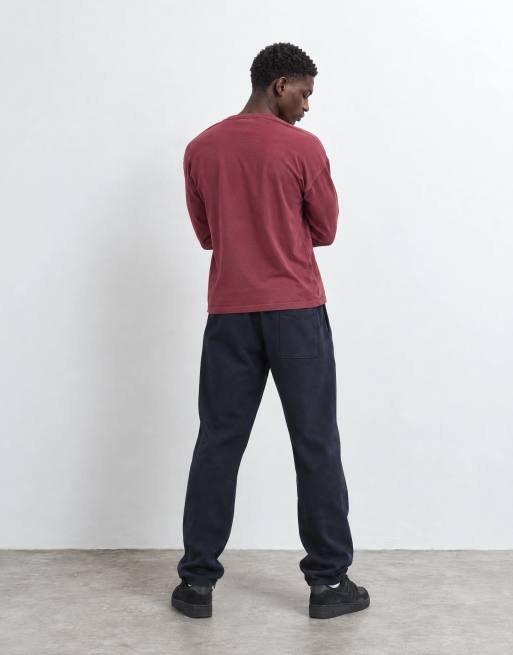 ASOS DESIGN premium heavyweight cuffed jogger with print in navy - NAVY, 8 of 10
