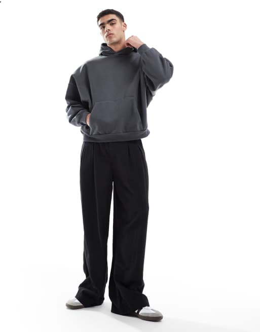 ASOS DESIGN premium heavyweight extreme oversized hoodie 400gsm in washed black, 2 of 4