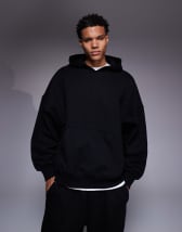 ASOS DESIGN heavyweight scuba boxy oversized zip up hoodie in black