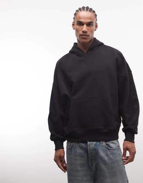 ASOS DESIGN premium heavyweight extreme oversized hoodie in 400gsm black&nbsp; - BLACK - view 1