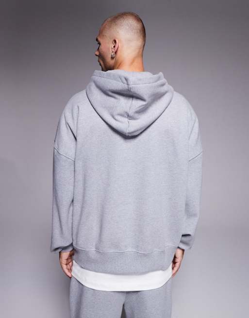 ASOS DESIGN premium heavyweight extreme oversized hoodie in 400gsm gray heather, 3 of 5