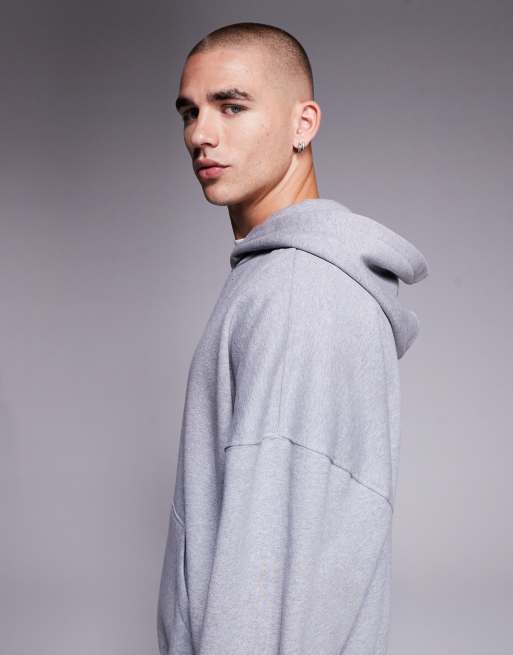 ASOS DESIGN premium heavyweight extreme oversized hoodie in 400gsm grey marl - LGREY, 4 of 5