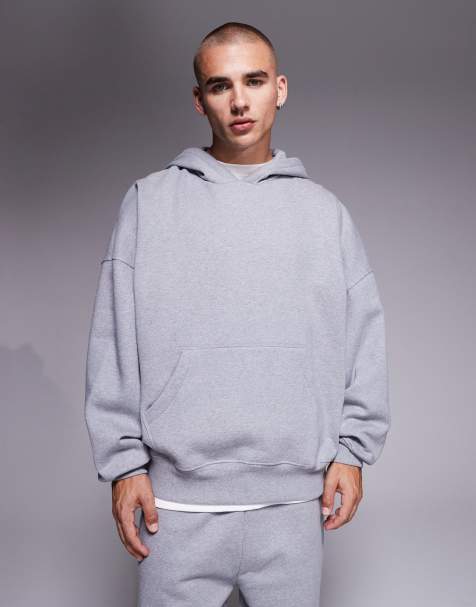 ASOS DESIGN premium heavyweight extreme oversized hoodie in 400gsm grey marl - view 1