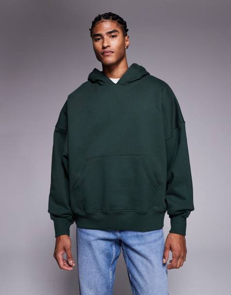 ASOS DESIGN premium heavyweight extreme oversized hoodie in 400gsm khaki - DGREEN - view 1