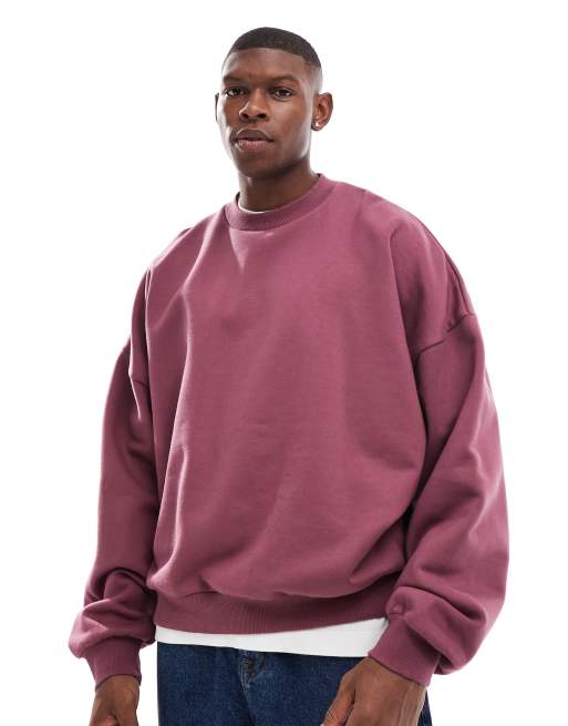 ASOS DESIGN premium heavyweight extreme oversized sweatshirt 400gsm in berry