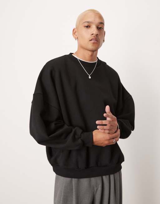 ASOS DESIGN premium heavyweight extreme oversized sweatshirt 400gsm in black - BLACK