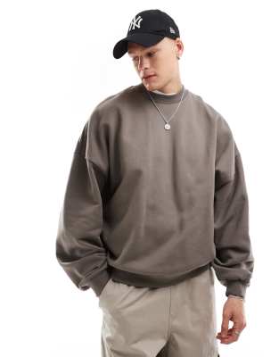 premium heavyweight extreme oversized sweatshirt 400gsm in brown-Gray