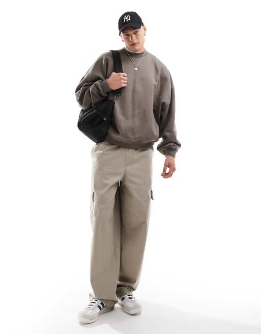 ASOS DESIGN premium heavyweight extreme oversized sweatshirt 400gsm in brown