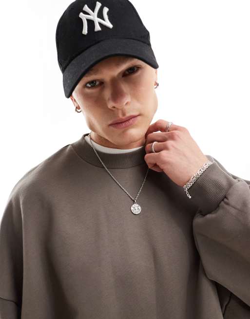 ASOS DESIGN premium heavyweight extreme oversized sweatshirt 400gsm in brown, 3 of 4