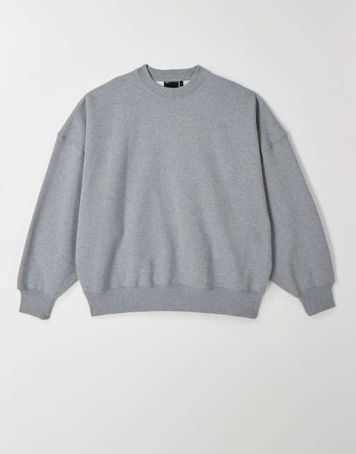 ASOS DESIGN premium heavyweight extreme oversized sweatshirt in 400gsm grey marl, 6 of 6