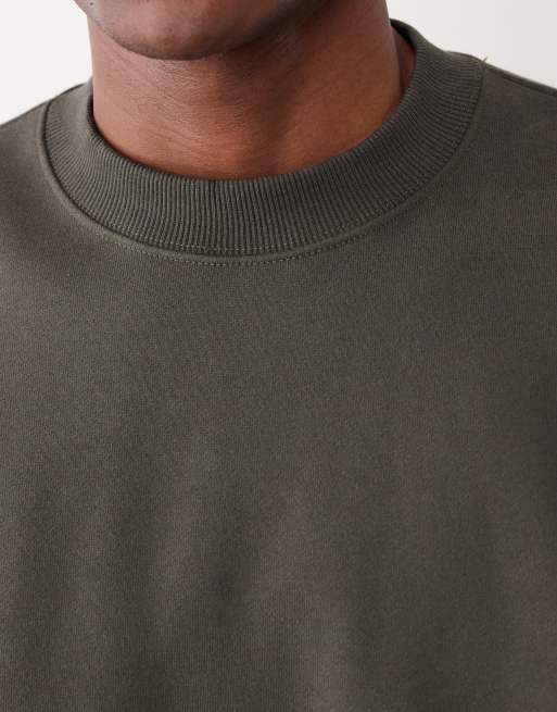 ASOS DESIGN premium heavyweight extreme oversized sweatshirt in 400gsm in dark green, 3 of 5