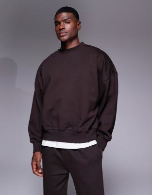 premium heavyweight extreme oversized sweatshirt in 400gsm brown