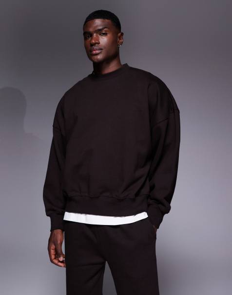 ASOS DESIGN premium heavyweight extreme oversized sweatshirt in brown - view 1