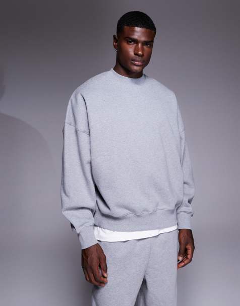 ASOS DESIGN premium heavyweight extreme oversized sweatshirt in heather gray - view 1