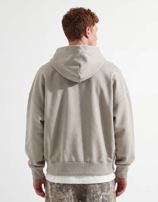 ASOS DESIGN premium heavyweight extreme oversized zip through hoodie in 400gsm in light grey , 5 of 5