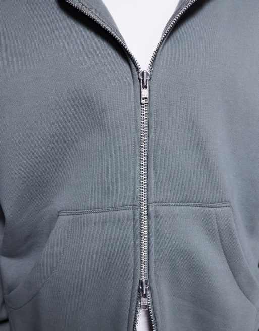 ASOS DESIGN premium heavyweight extreme oversized zip through hoodie in 400gsm khaki - KHAKI, 5 of 5