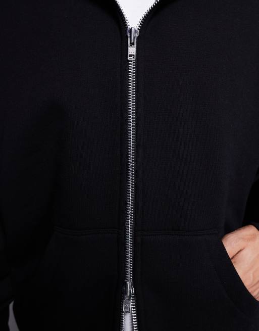 ASOS DESIGN premium heavyweight extreme oversized zip up hoodie in 400gsm black