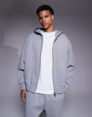Asos Design Premium Heavyweight Extreme Oversized Zip Up Hoodie In Green