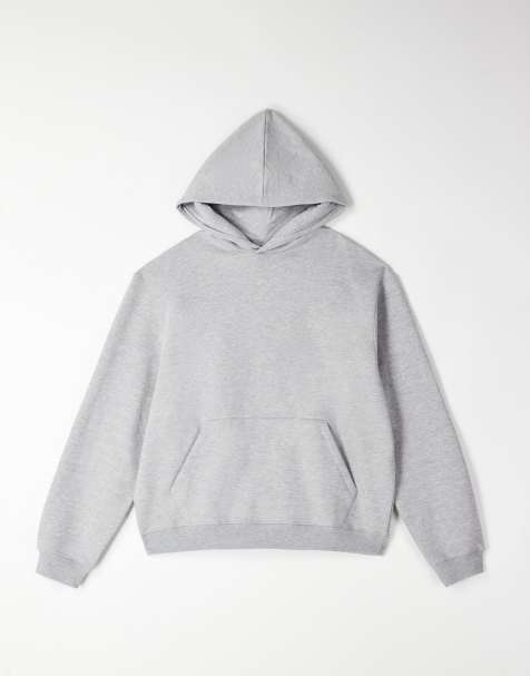 ASOS DESIGN premium heavyweight hoodie in 400gsm in grey marl - view 1