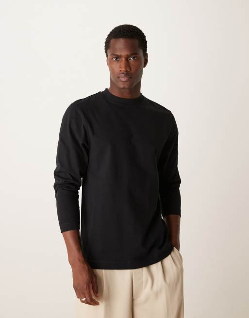 Black long sleeve crew neck t shirt best sale