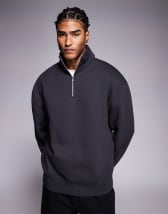 ASOS DESIGN faux leather Harrington jacket in black