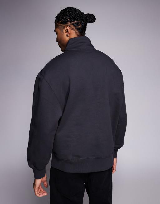 ASOS DESIGN premium heavyweight oversized 1/4 zip sweatshirt 400gsm in gray