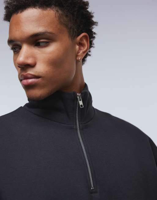 ASOS DESIGN premium heavyweight oversized 1/4 zip sweatshirt 400gsm in gray