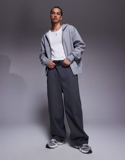 ASOS DESIGN premium heavyweight oversized balloon sweatpants 400gsm in charcoal heather