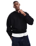 [ASOS DESIGN] ASOS DESIGN premium heavyweight oversized boxy drop shoulder sweatshirt 400gsm in black L BLACK