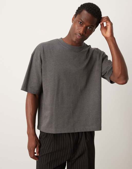 ASOS DESIGN Premium heavyweight oversized boxy t-shirt 300gsm in charcoal marl