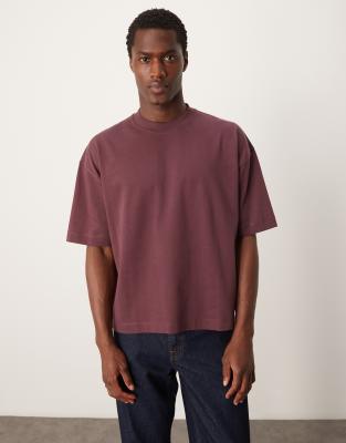 Premium heavyweight oversized boxy T-shirt 300gsm in dark brown