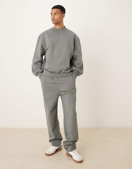 ASOS DESIGN premium heavyweight oversized crew with bell sleeve in 400gsms in light green  - LGREEN, 2 of 4