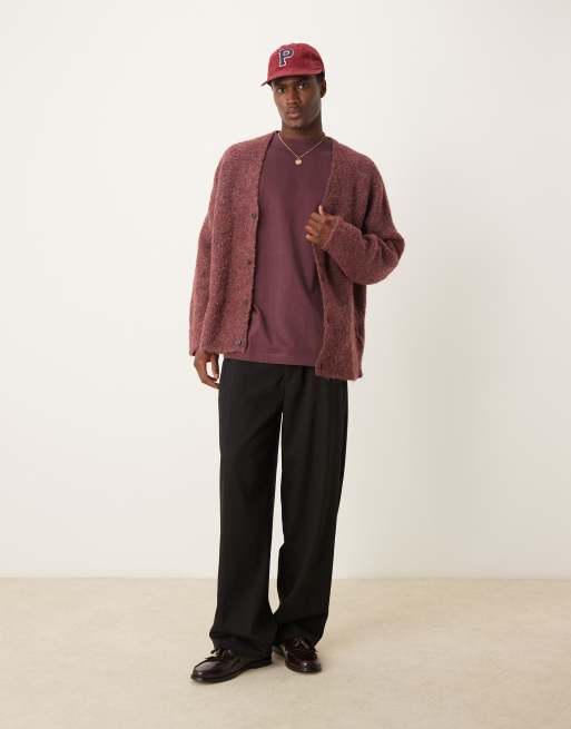ASOS DESIGN Premium heavyweight oversized high neck t-shirt 300gsm in brown, 3 of 4