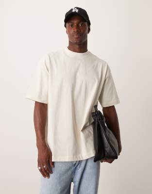 ASOS DESIGN ASOS DESIGN Premium heavyweight oversized high neck t-shirt 300gsm in cream-White