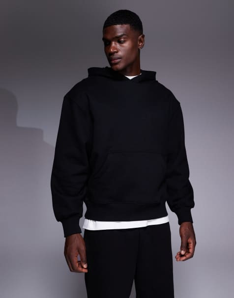 ASOS DESIGN premium heavyweight oversized hoodie 400gsm in black - view 1
